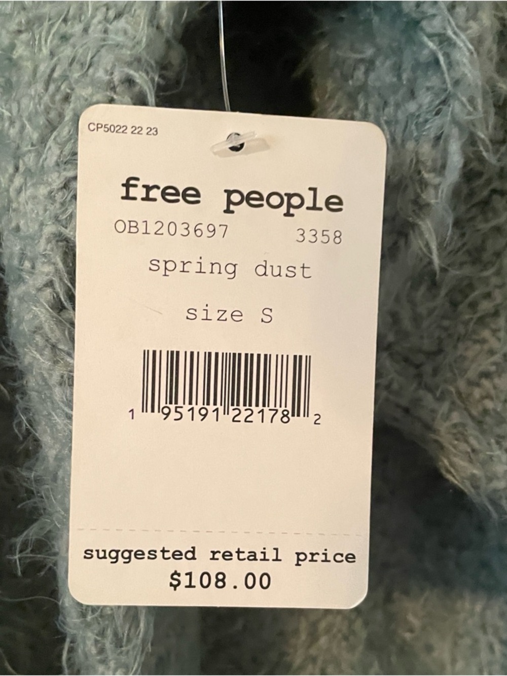 Free People Women's Green Spring Dust Icing Fuzzy V-Neck Pullover Sweater Size S - Picture 4 of 8